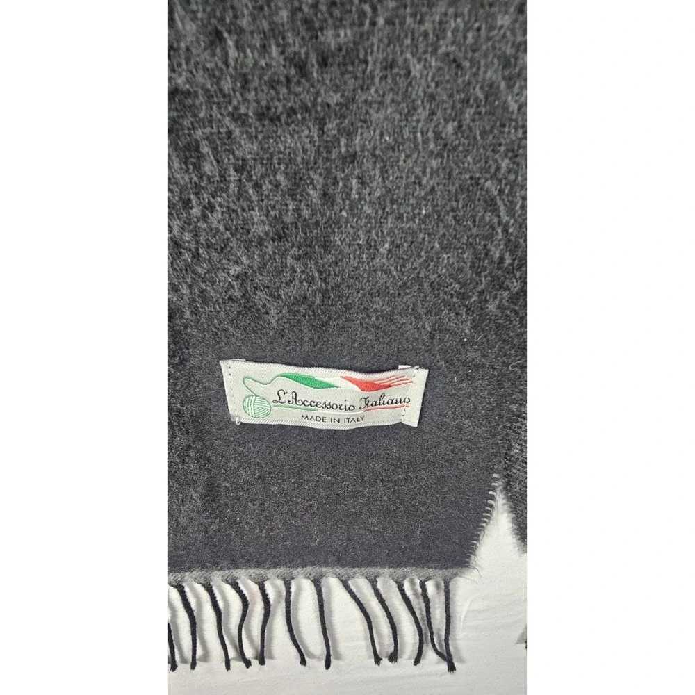 L'Accessorio Italiano Made in‎ Italy Wool Scaff Preppy Gray & Black 15